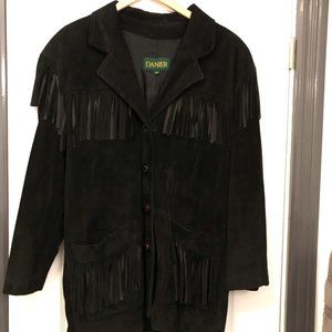 Danier Vintage Black Suede fringed jacket
